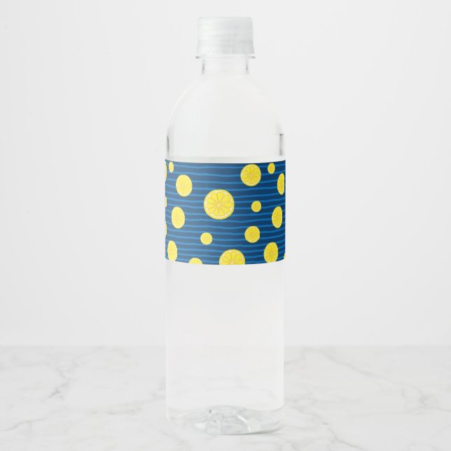 Lemon slices pattern water bottle label (Front)