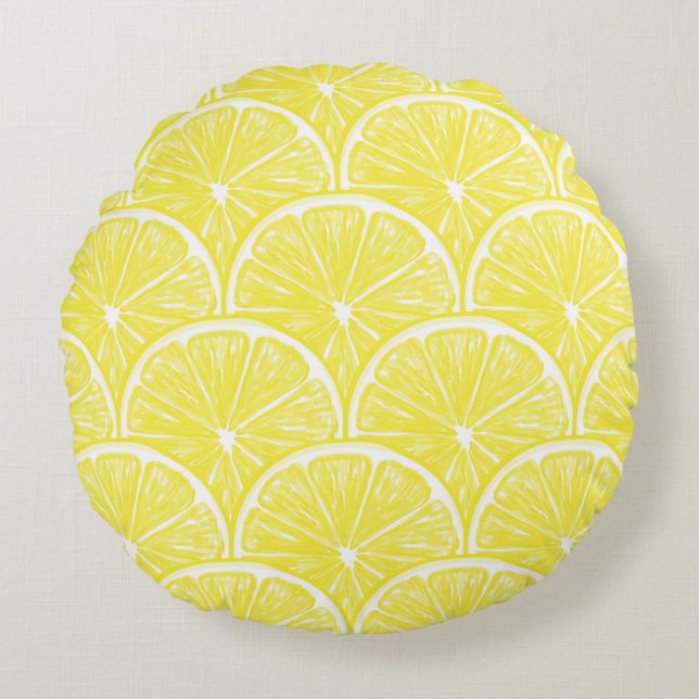 Lemon slices round pillow (Front)