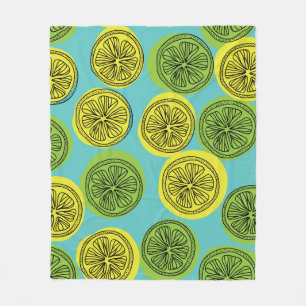 Lemon slices vintage illustration. fleece blanket