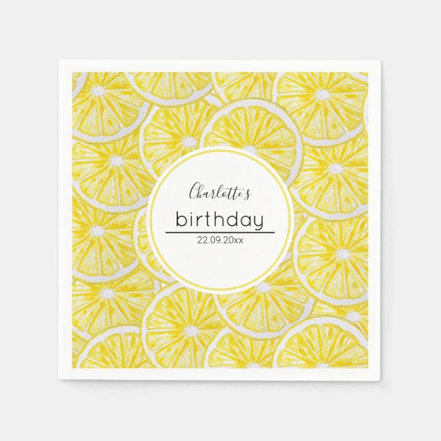 Lemon Slices Watercolor Art Pattern Napkin (Front)