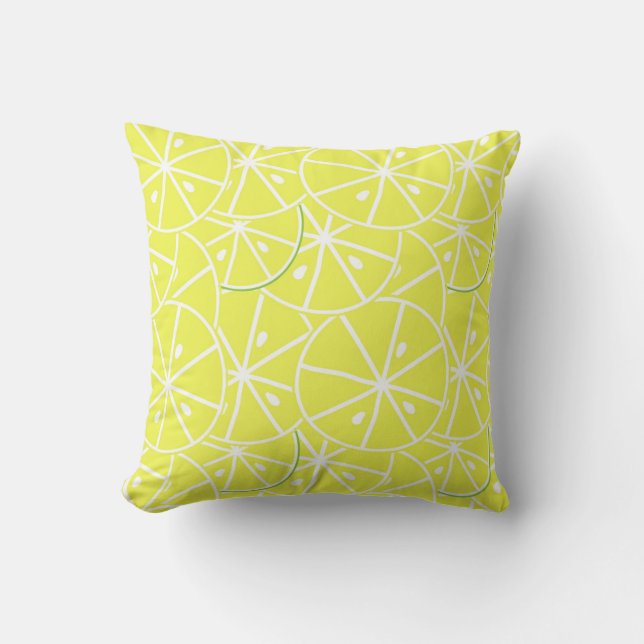 Lemon slised  background throw pillow (Front)