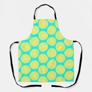 Lemon slised on blue background  apron