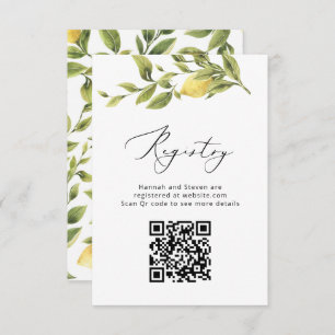 Lemon Sorrento Amalfi QR Code Wedding Registry Enclosure Card