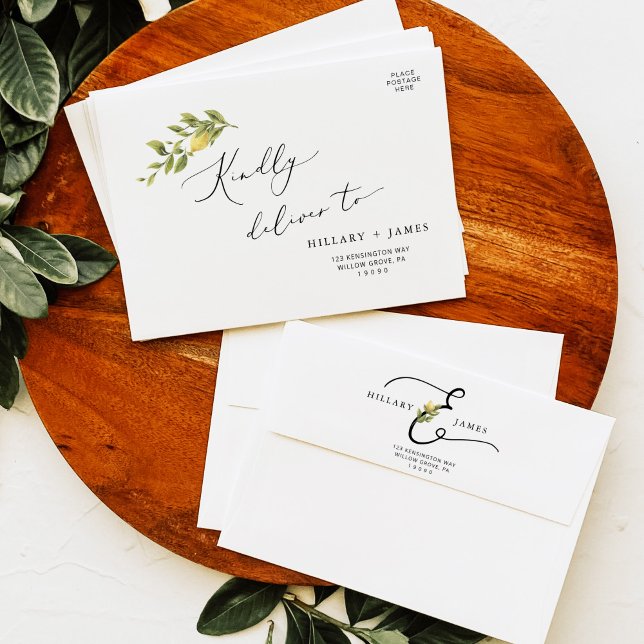 Lemon Sorrento Wedding Flap Return Address Envelope (Creator Uploaded)