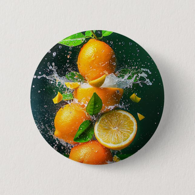 Lemon Splash 2 Inch Round Button (Front)