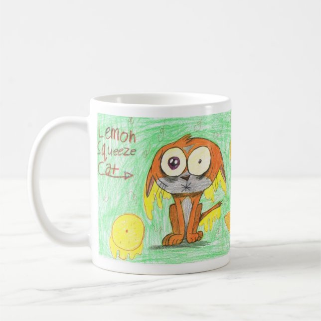 Lemon Squeeze Cat Coffee Mug (Left)