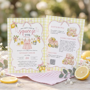 Lemon Squeeze Clothesline Baby Shower Invitation