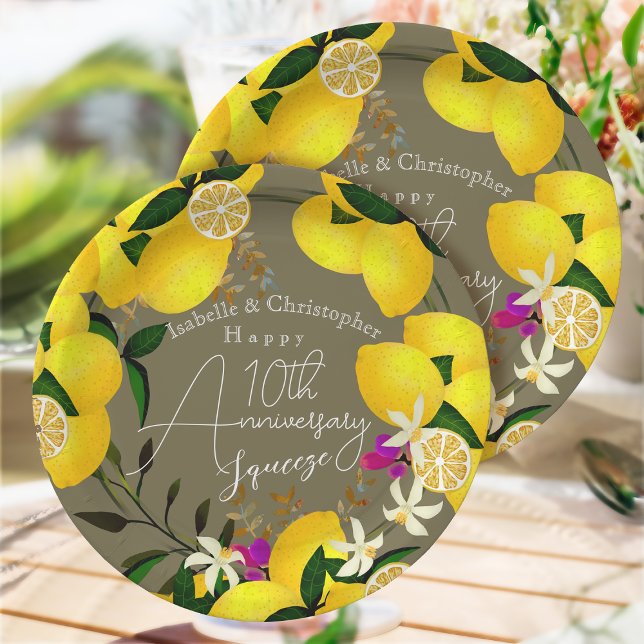 Lemon Squeeze  Paper Plate (10th Anniversary Wedding 
Party Paper Plate)