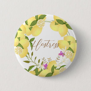 Lemon Squeeze White 2 Inch Round Button