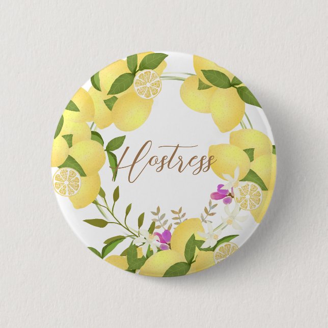 Lemon Squeeze White 2 Inch Round Button (Front)