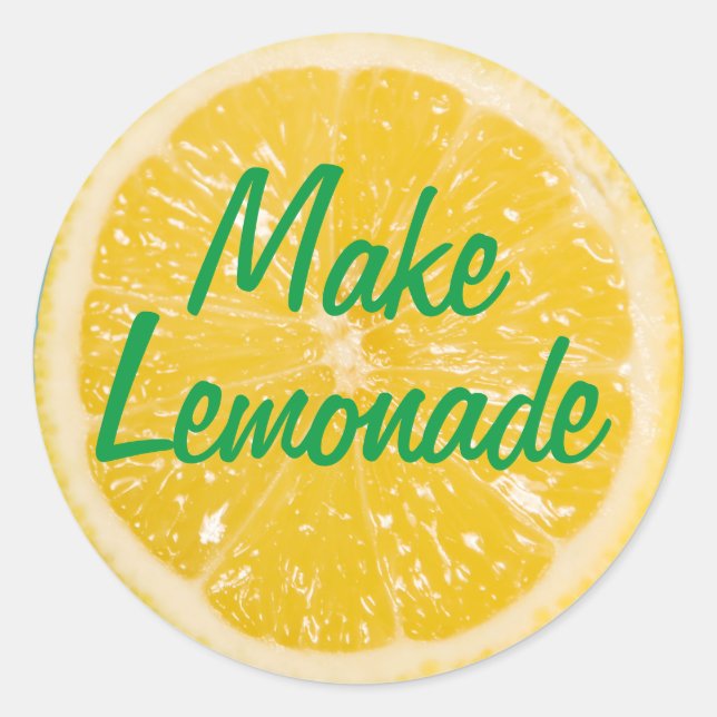 Lemon Sticker. Make Lemonade. Classic Round Sticker (Front)
