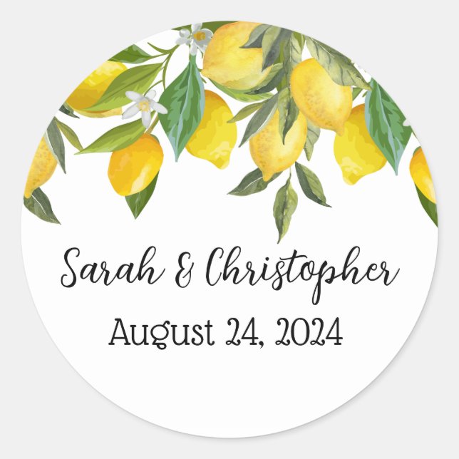 Lemon Stickers for Weddings (Front)
