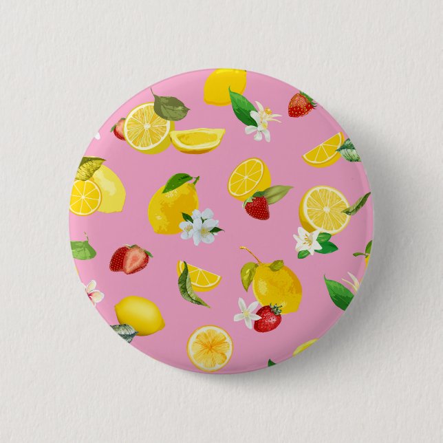 Lemon & Strawberry 1 2 Inch Round Button (Front)