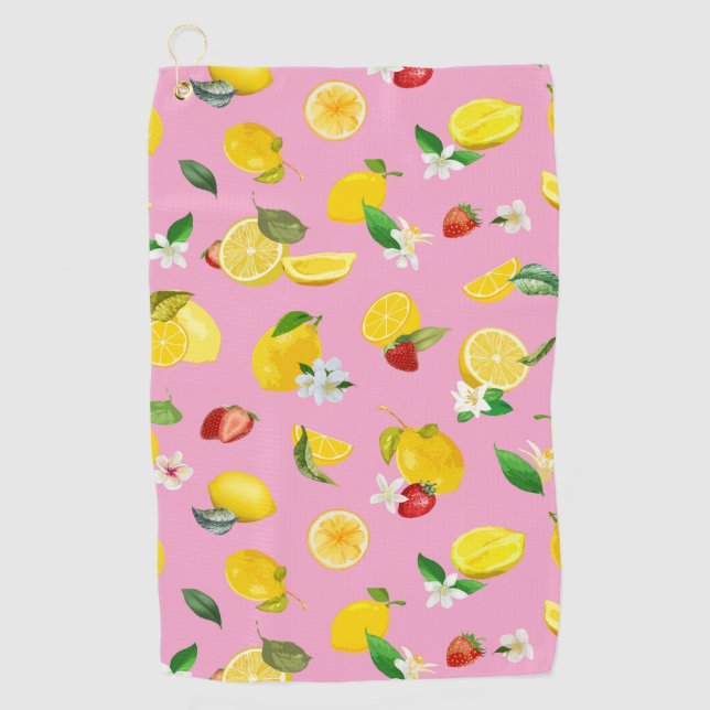 Lemon & Strawberry 1 Golf Towel (Front)