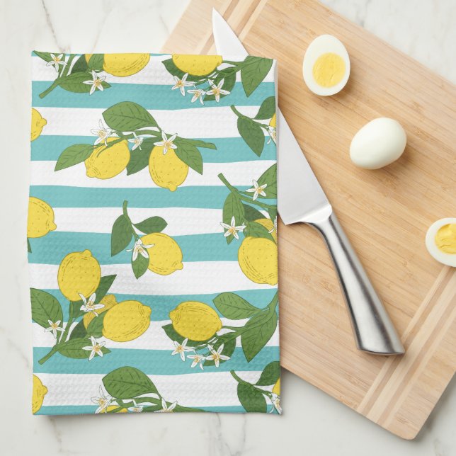 Lemon Stripes Kitchen Towel (Quarter Fold)