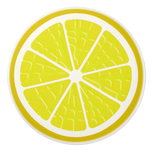 Lemon Stylized Fruit Slice Ceramic Knob