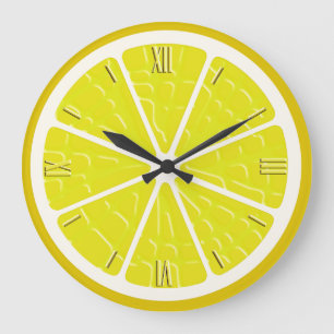 Lemon Stylized Fruit Slice Large Clock