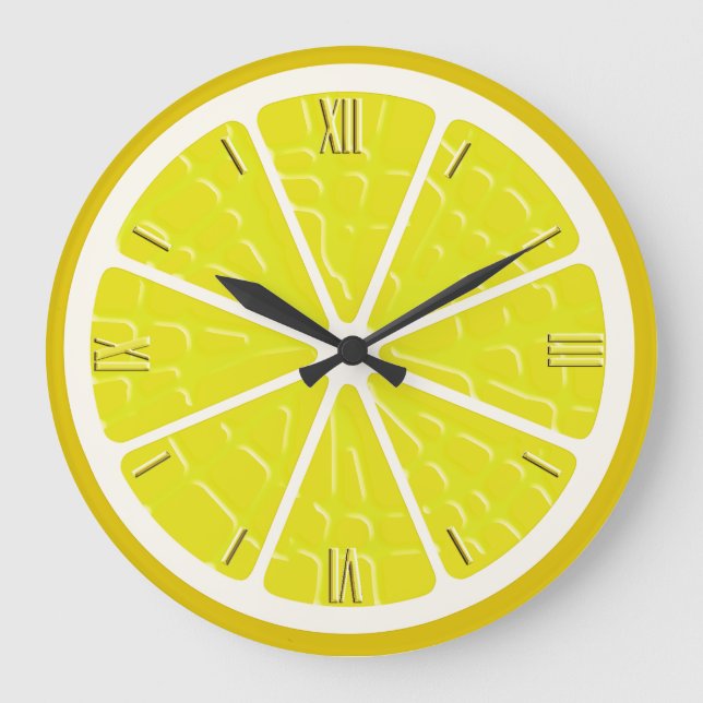 Lemon Stylized Fruit Slice Large Clock (Front)