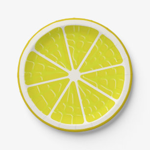 Lemon Stylized Fruit Slice Paper Plate