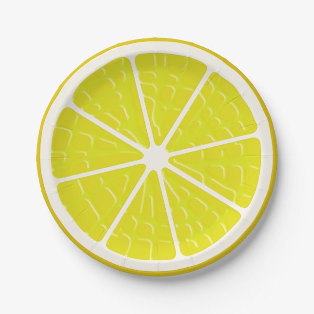 Lemon Stylized Fruit Slice Paper Plate (Front)