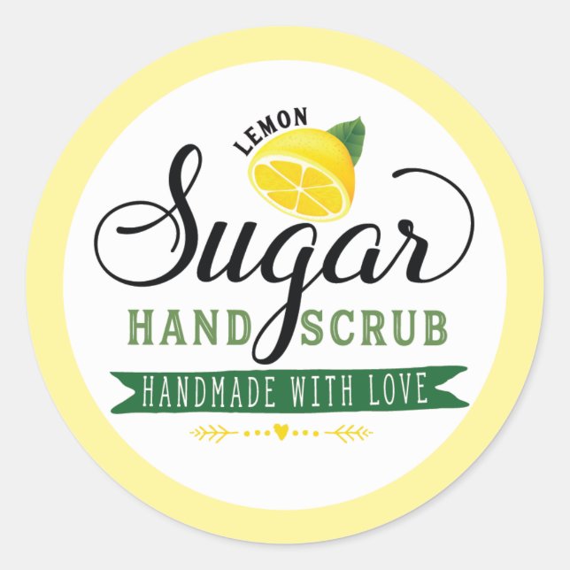 Lemon Sugar Handscrub Labels Custom Stickers (Front)