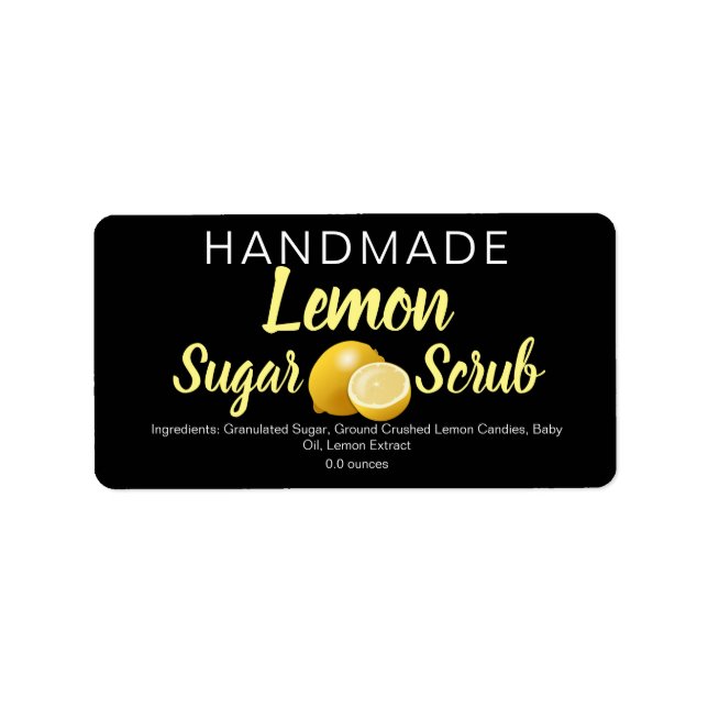 Lemon Sugar Scrub Handmade DIY Modern Labels (Front)
