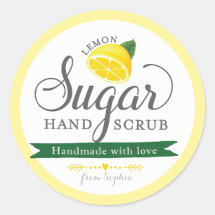Lemon Sugar Scrub Labels Custom Round Mason Jar