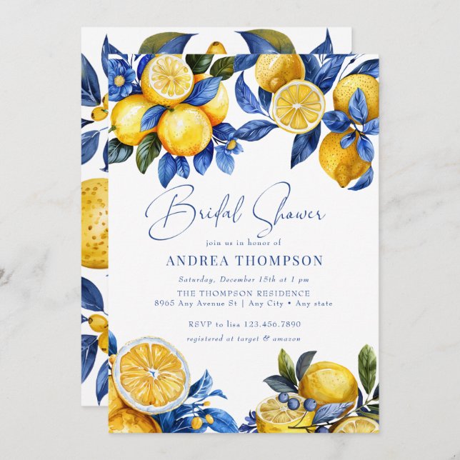 Lemon | Summer Bridal Shower Invitation (Front/Back)