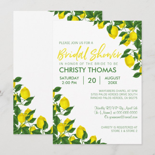 Lemon Summer | Bridal Shower Invite (Front/Back)