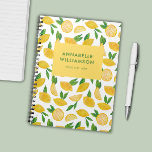 Lemon summer citrus fruit pattern notebook
