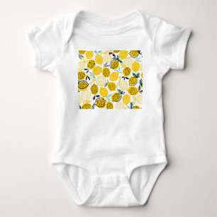 Lemon Summer Design Vintage Illustration Baby Bodysuit