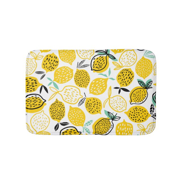 Lemon Summer Design Vintage Illustration Bath Mat (Front)