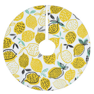 Lemon Summer Design Vintage Illustration Brushed Polyester Tree Skirt