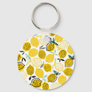 Lemon Summer Design Vintage Illustration Keychain
