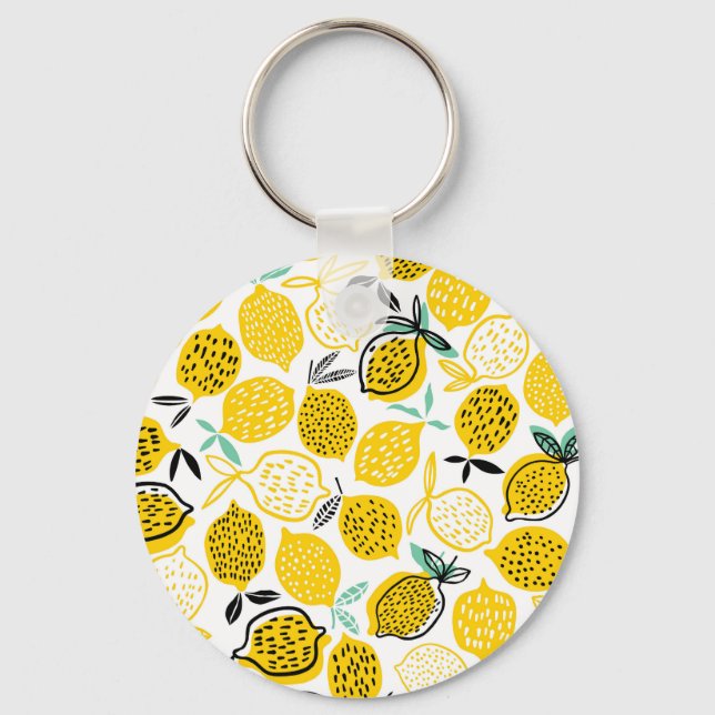 Lemon Summer Design Vintage Illustration Keychain (Front)