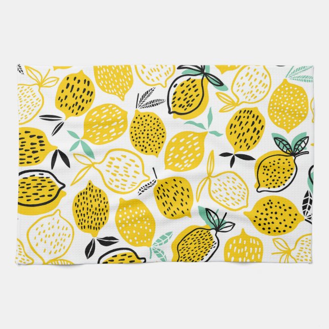 Lemon Summer Design Vintage Illustration Kitchen Towel (Horizontal)