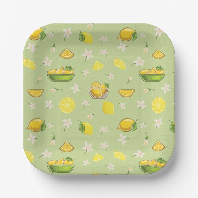 Lemon Summer Pattern Paper Plate (Front)