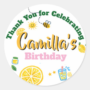 Lemon Summer Theme Kids Birthday  Classic Round Sticker