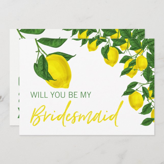 Lemon Summer Will you be my Bridesmaid Invitation (Front/Back)