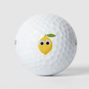 Lemon, sweet fruit with googly eyes golf balls