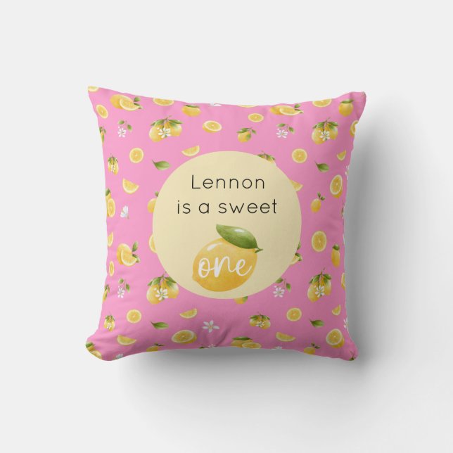 Lemon Sweet One 1st Birthday Throw Pillow (Front)