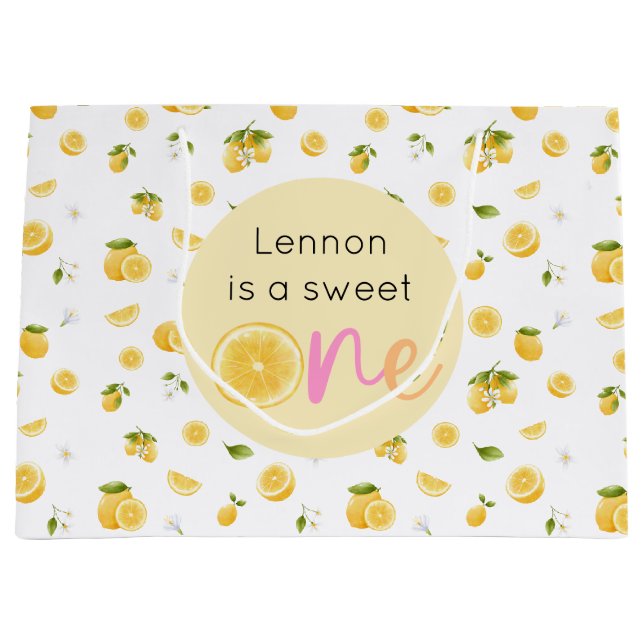 Lemon Sweet One Birthday Large Gift Bag (Front)