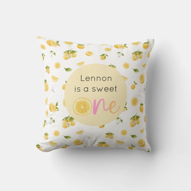 Lemon Sweet One Birthday Throw Pillow (Front)