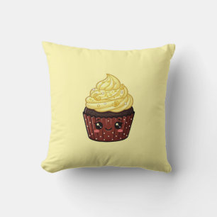 Lemon Swirl Icing Cupcake Kawaii Cushion Pillow