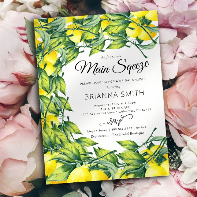Lemon Swirl Vibrant Bridal Shower invitation (Creator Uploaded)
