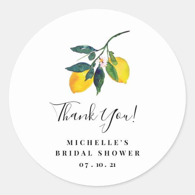 Lemon Thank You Stickers, Thank You Tags, Classic Round Sticker (Front)