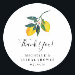Lemon Thank You Stickers, Thank You Tags, Classic Round Sticker<br><div class="desc">Our thank you stickers are a great way to thank your guests for showering the bride! They feature a beautiful lemon that was hand-painted with watercolor. 

Customize now with your details!</div>