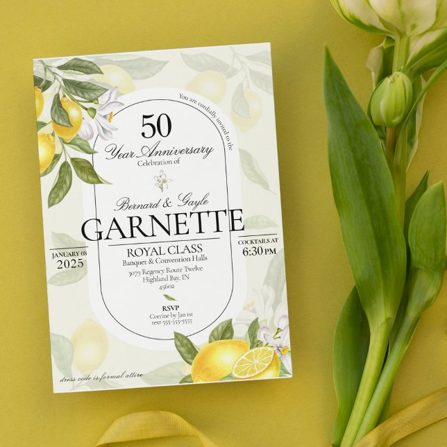 Lemon Theme Anniversary Invitation (If you're looking for a fresh spring invitation idea, this lemon theme invite is what you need. )