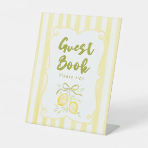 Lemon Theme Baby Shower Guest Book Pedestal Sign
