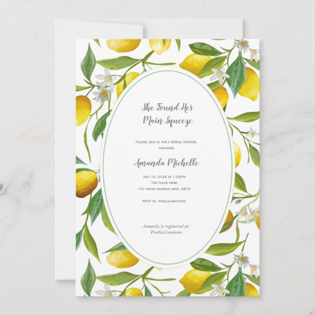 Lemon theme Bridal Shower Invitation (Front)